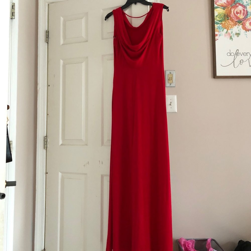 Red Calvin Klein evening dress